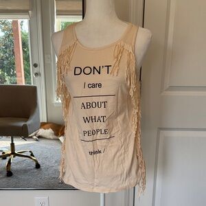 Ginger G Beige Fringe Tank Top